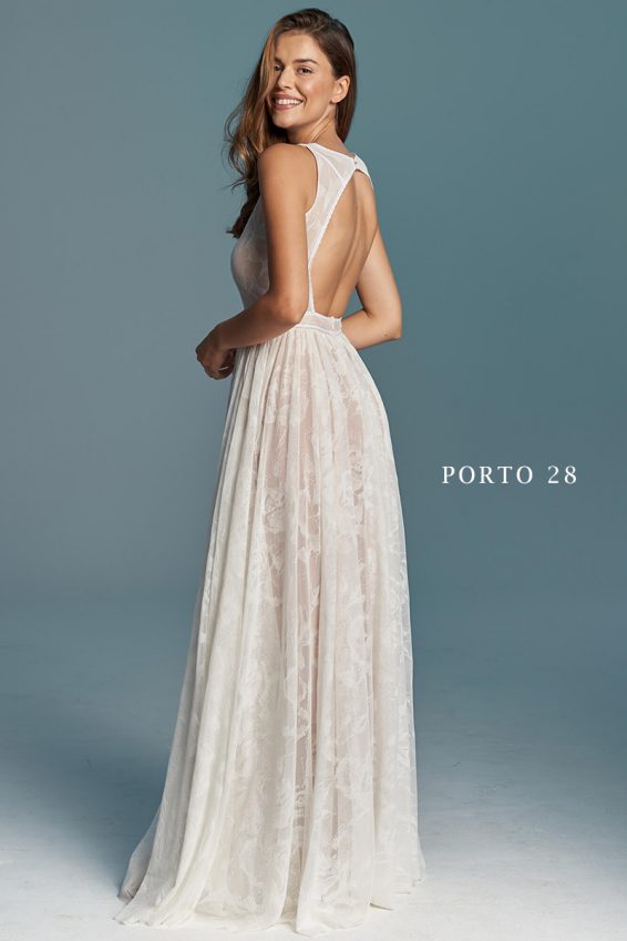 Suknia ślubna Porto 28 z oryginalnym dekoltem suknie ślubne boho